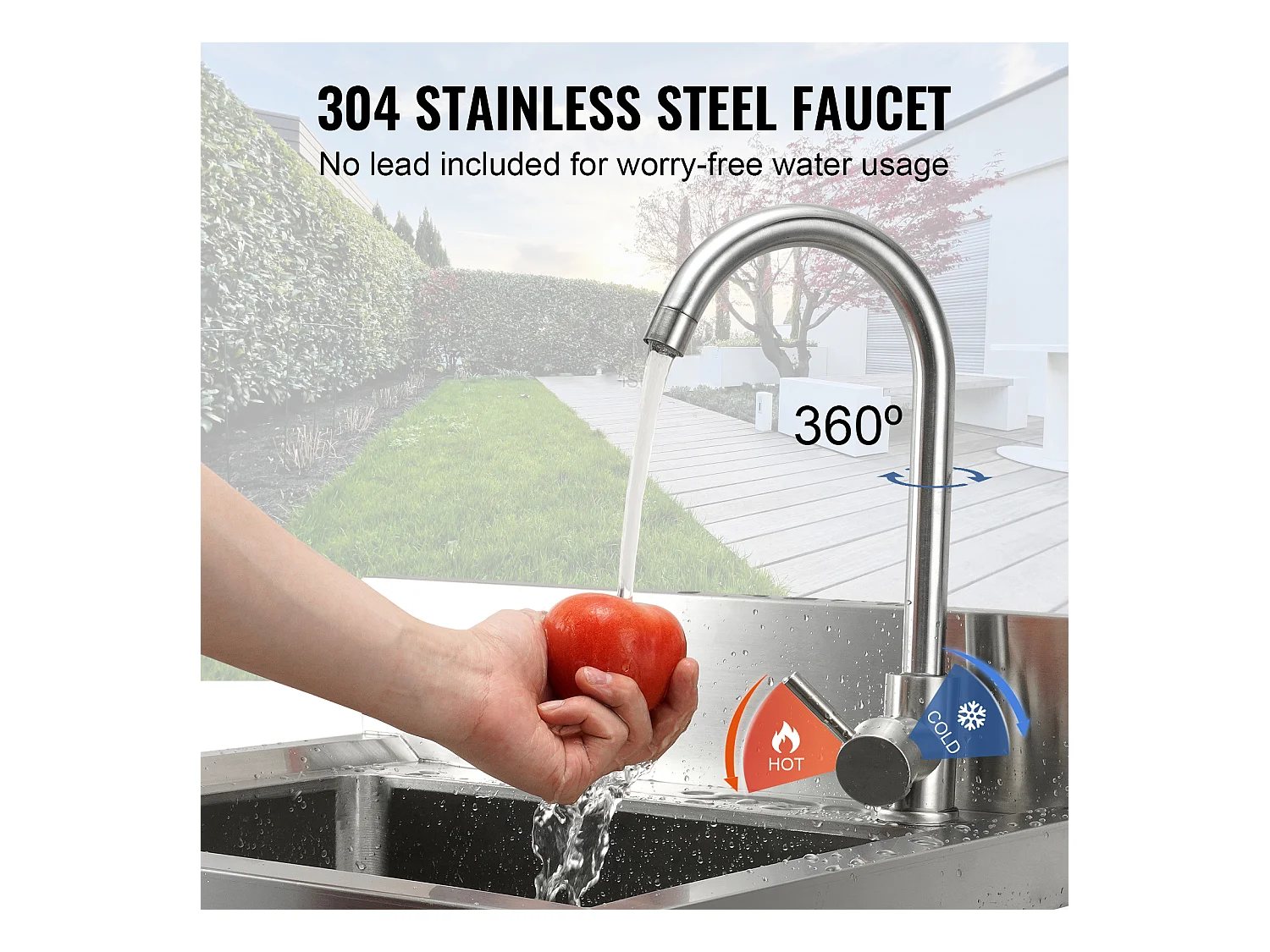 Évier de Préparation en Acier Inoxydable SucceBuy, Utilitaire Commercial à Cuve Simple 55 x 50 x 95 Cm