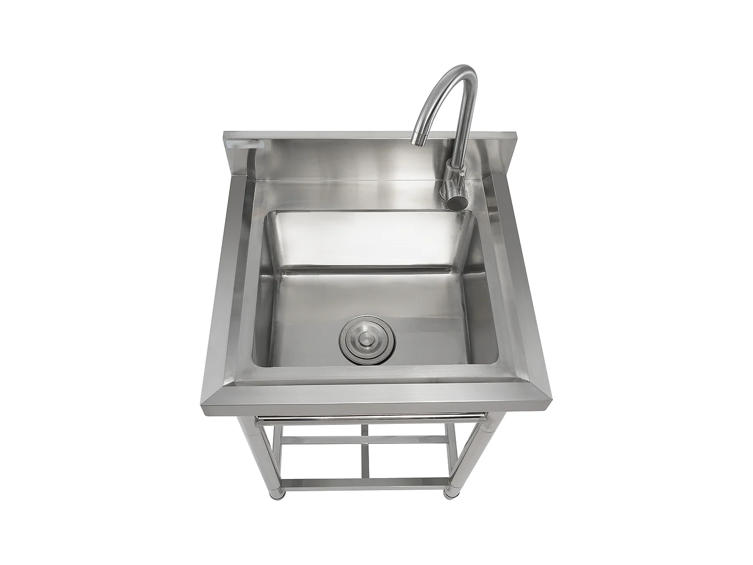 Évier de Préparation en Acier Inoxydable SucceBuy, Utilitaire Commercial à Cuve Simple 55 x 50 x 95 Cm