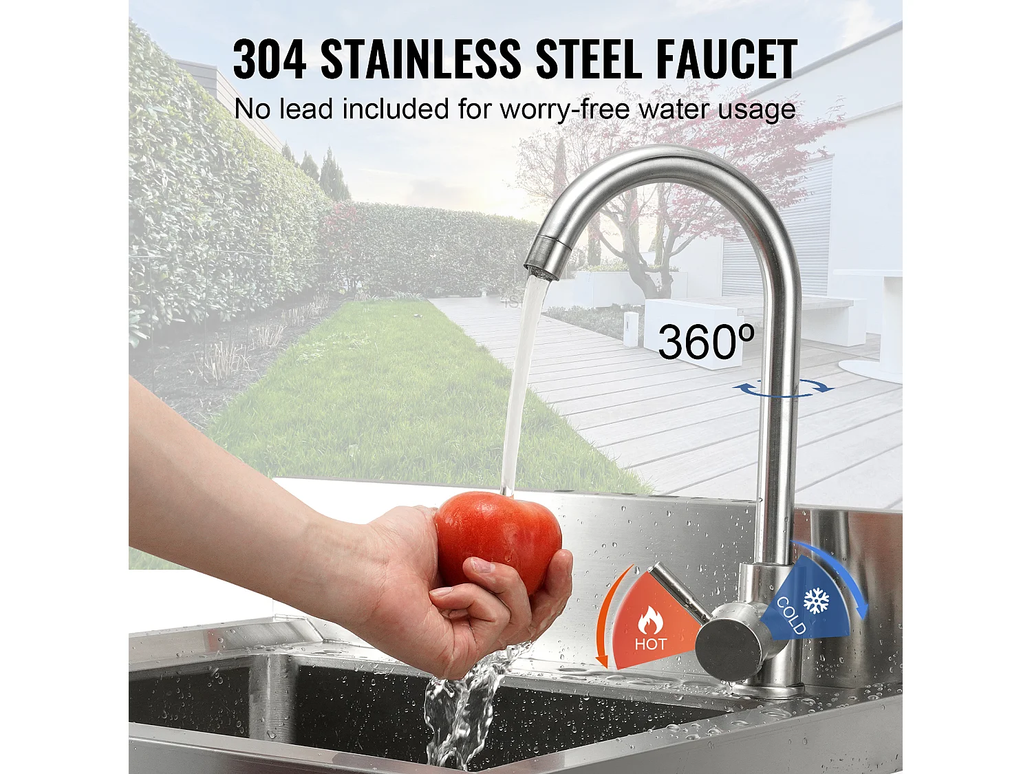 SucceBuy Zlew do przygotowywania potraw ze stali nierdzewnej, jednokomorowy, komercyjny, 55 x 50 x 95 cm