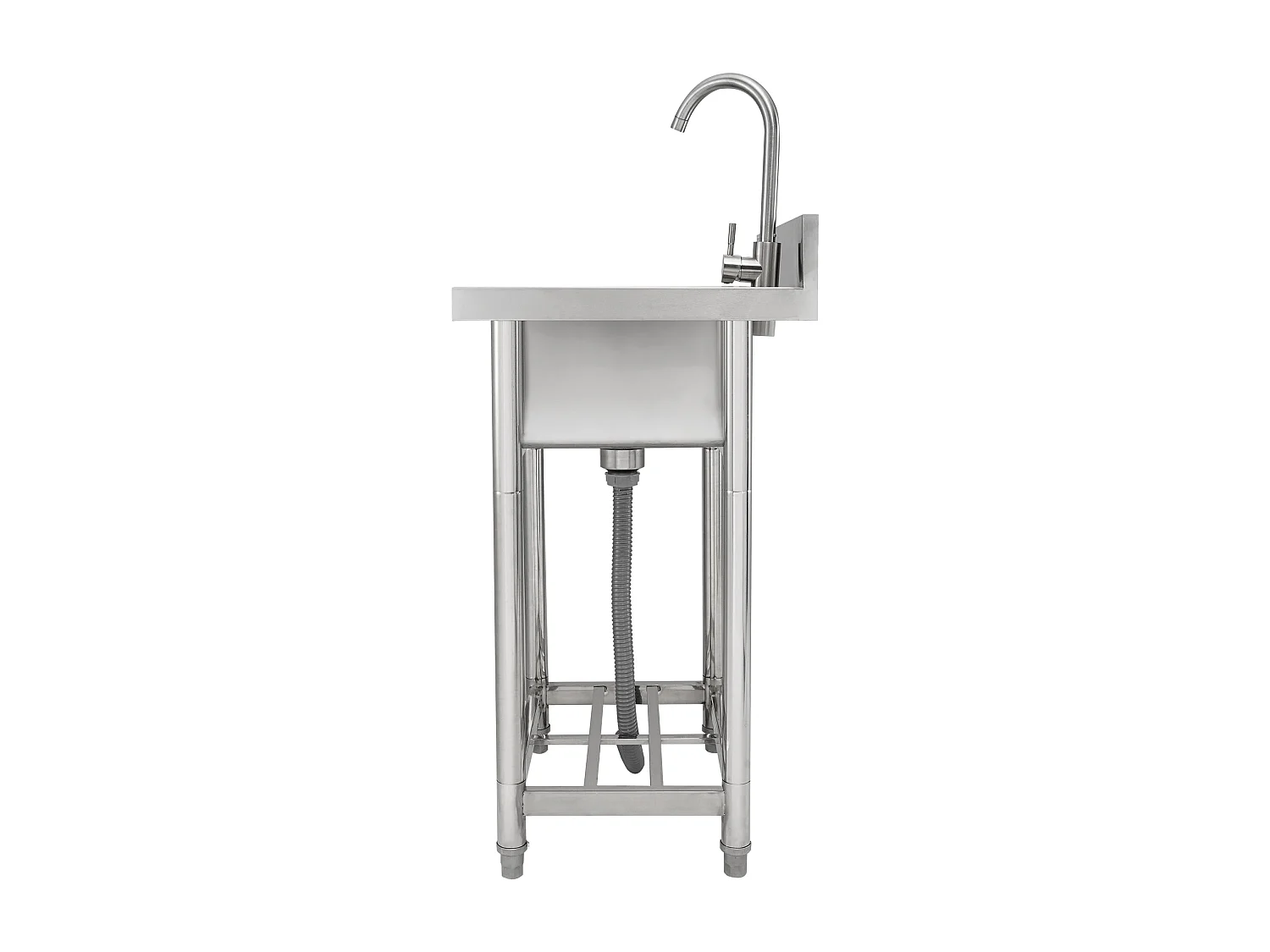 SucceBuy Zlew do przygotowywania potraw ze stali nierdzewnej, jednokomorowy, komercyjny, 55 x 50 x 95 cm