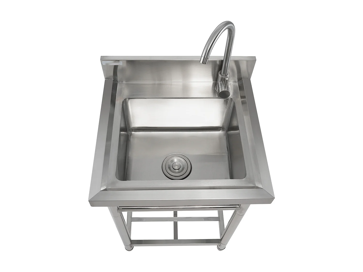 SucceBuy Zlew do przygotowywania potraw ze stali nierdzewnej, jednokomorowy, komercyjny, 55 x 50 x 95 cm