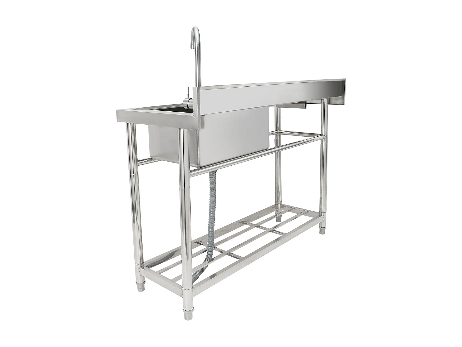 Lava-loiça Comercial para Cozinha e Preparação de Cuba Única SucceBuy com Bancada de Trabalho 100 x 48,5 x 95 Cm