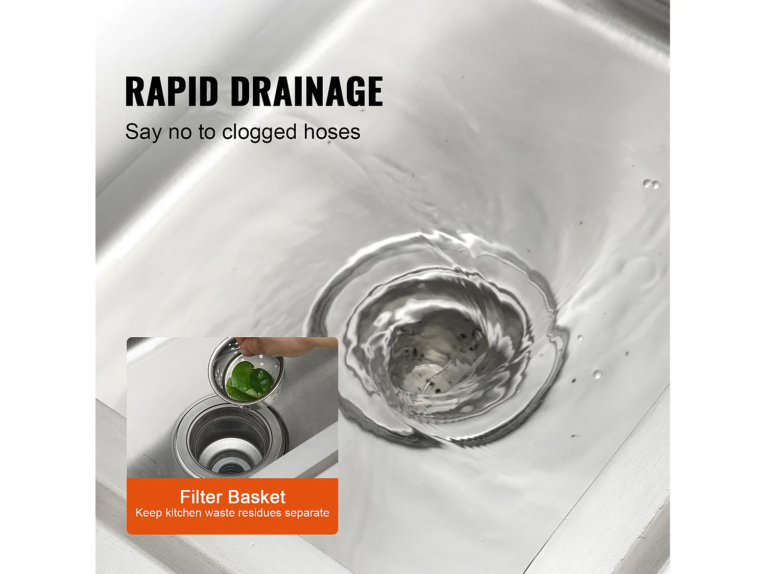 Lava-loiça Comercial para Cozinha e Preparação de Cuba Única SucceBuy com Bancada de Trabalho 100 x 48,5 x 95 Cm