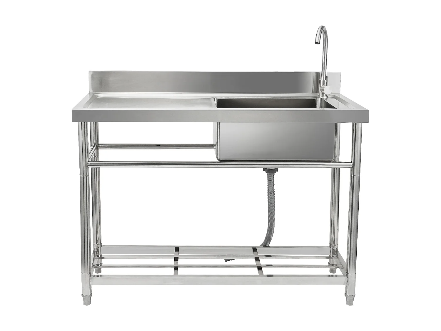 Lava-loiça Comercial para Cozinha e Preparação de Cuba Única SucceBuy com Bancada de Trabalho 100 x 48,5 x 95 Cm