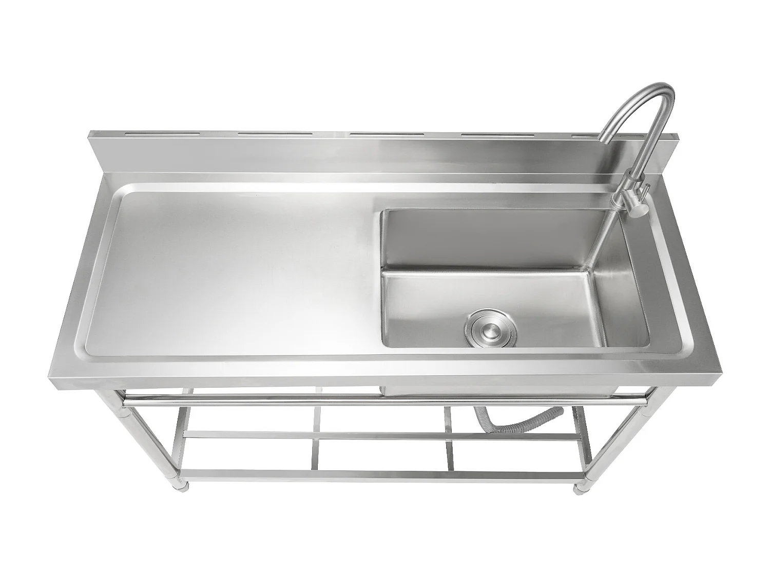 Lava-loiça Comercial para Cozinha e Preparação de Cuba Única SucceBuy com Bancada de Trabalho 100 x 48,5 x 95 Cm