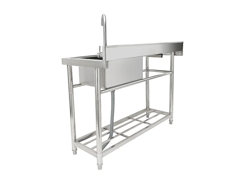 Lava-loiça Comercial para Cozinha e Preparação de Cuba Única SucceBuy com Bancada de Trabalho 100 x 48,5 x 95 Cm