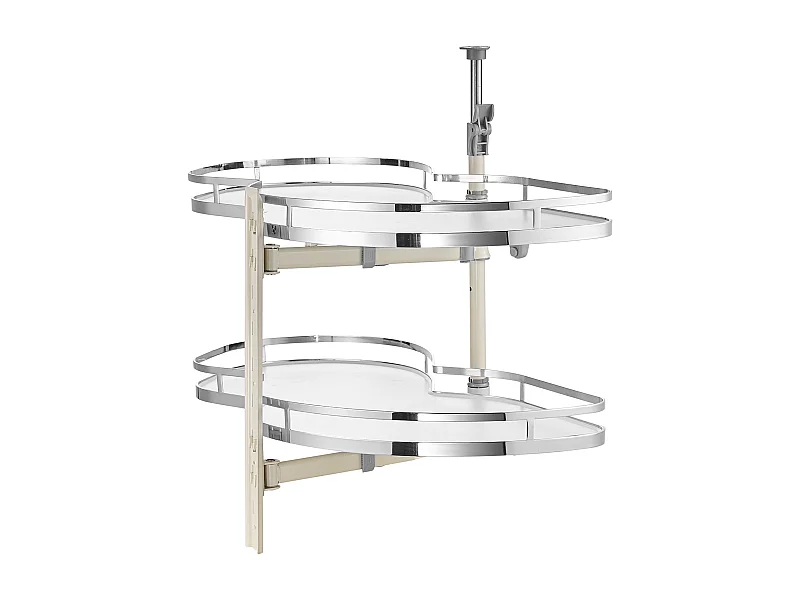 Organisateur D'armoire D'angle Aveugle à Gauche SucceBuy, Étagère Pivotante pour Placard d’Angle, 2 Niveaux, Fermeture Douce, Cuisine