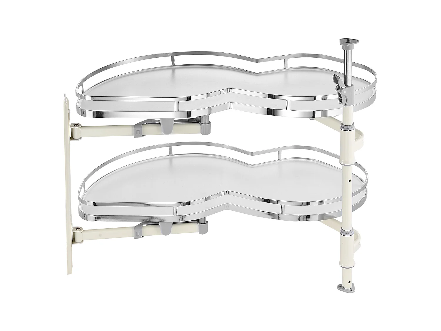 Organisateur D'armoire D'angle Aveugle à Gauche SucceBuy, Étagère Pivotante pour Placard d’Angle, 2 Niveaux, Fermeture Douce, Cuisine