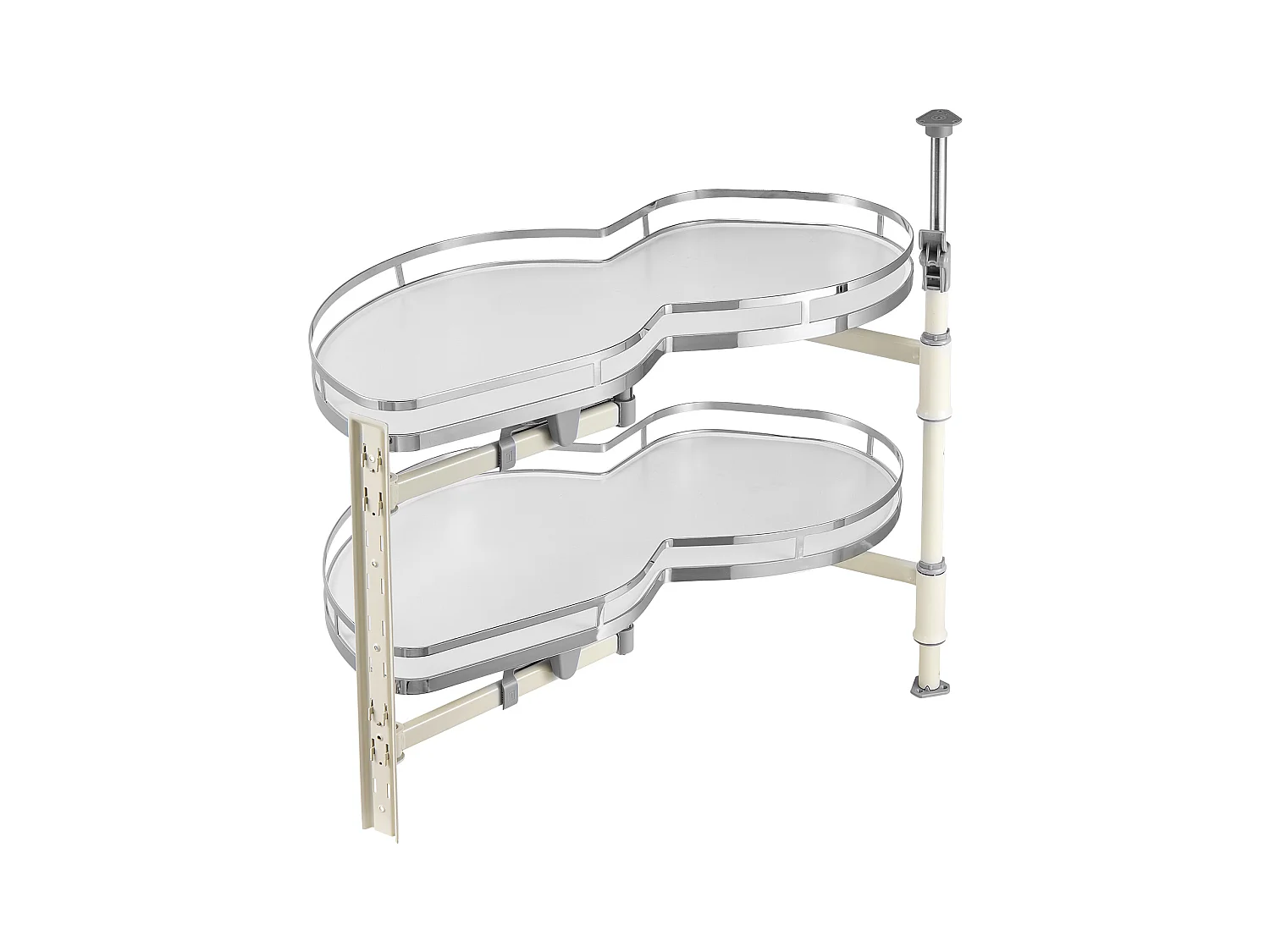 Organisateur D'armoire D'angle Aveugle à Gauche SucceBuy, Étagère Pivotante pour Placard d’Angle, 2 Niveaux, Fermeture Douce, Cuisine