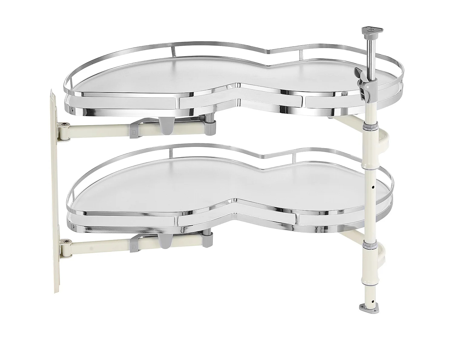 Organisateur D'armoire D'angle Aveugle à Gauche SucceBuy, Étagère Pivotante pour Placard d’Angle, 2 Niveaux, Fermeture Douce, Cuisine