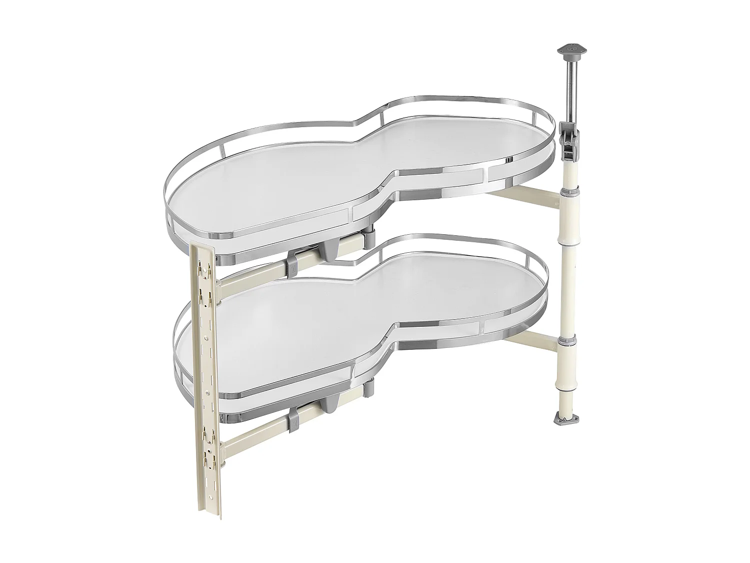 Organisateur D'armoire D'angle Aveugle à Gauche SucceBuy, Étagère Pivotante pour Placard d’Angle, 2 Niveaux, Fermeture Douce, Cuisine