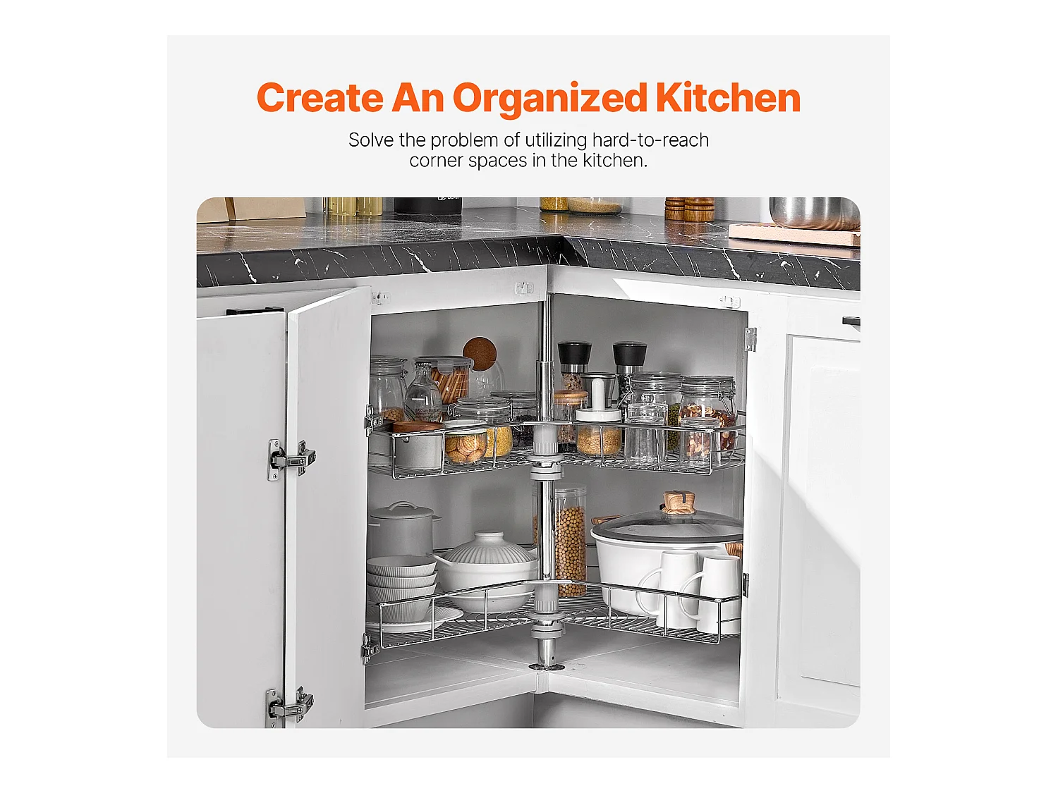 Organisateur D'armoire SucceBuy Organisateur D'angle Chromé à 2 Niveaux en Forme de Rein de 78.7Cm de pour Armoire