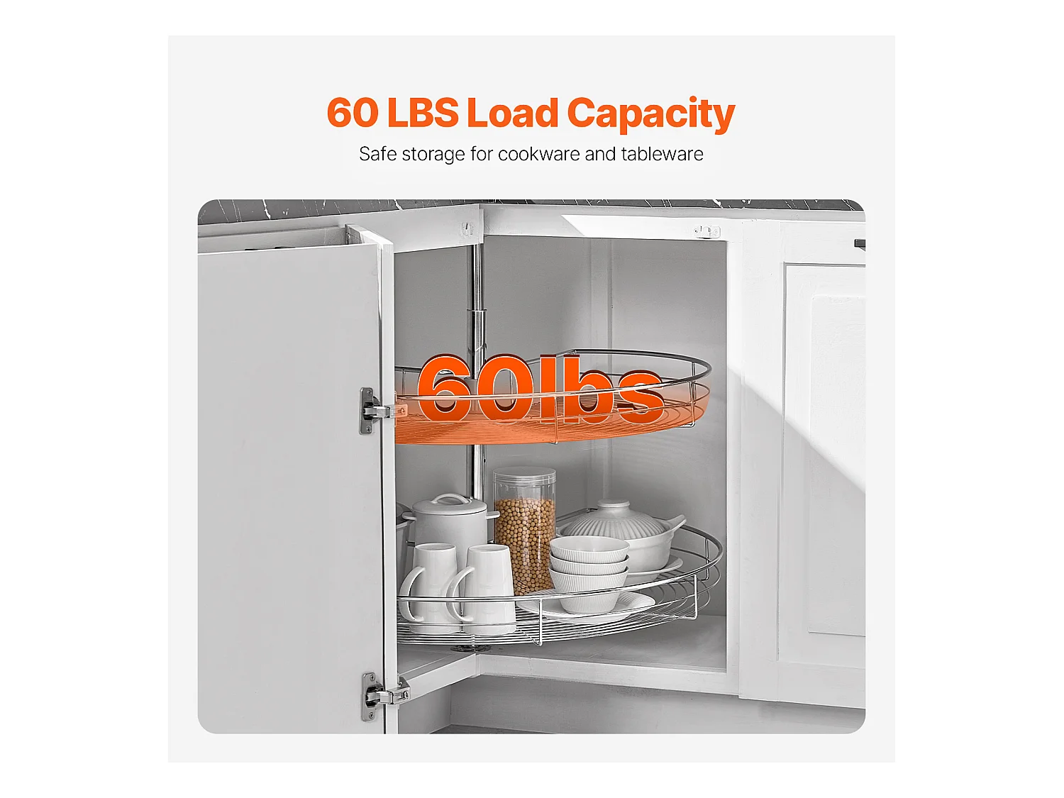 Organisateur D'armoire SucceBuy Organisateur D'angle Chromé à 2 Niveaux en Forme de Rein de 78.7Cm de pour Armoire