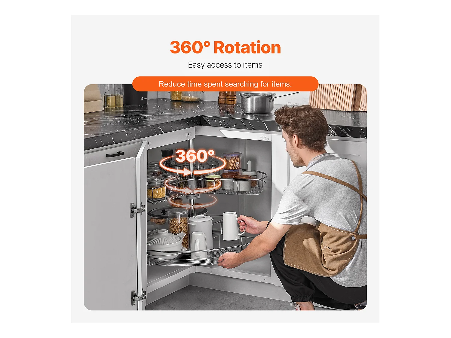 Organisateur D'armoire SucceBuy Organisateur D'angle Chromé à 2 Niveaux en Forme de Rein de 78.7Cm de pour Armoire