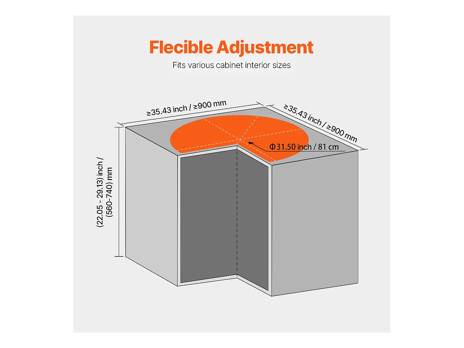 Organisateur D'armoire SucceBuy Organisateur D'angle Chromé à 2 Niveaux en Forme de Rein de 78.7Cm de pour Armoire
