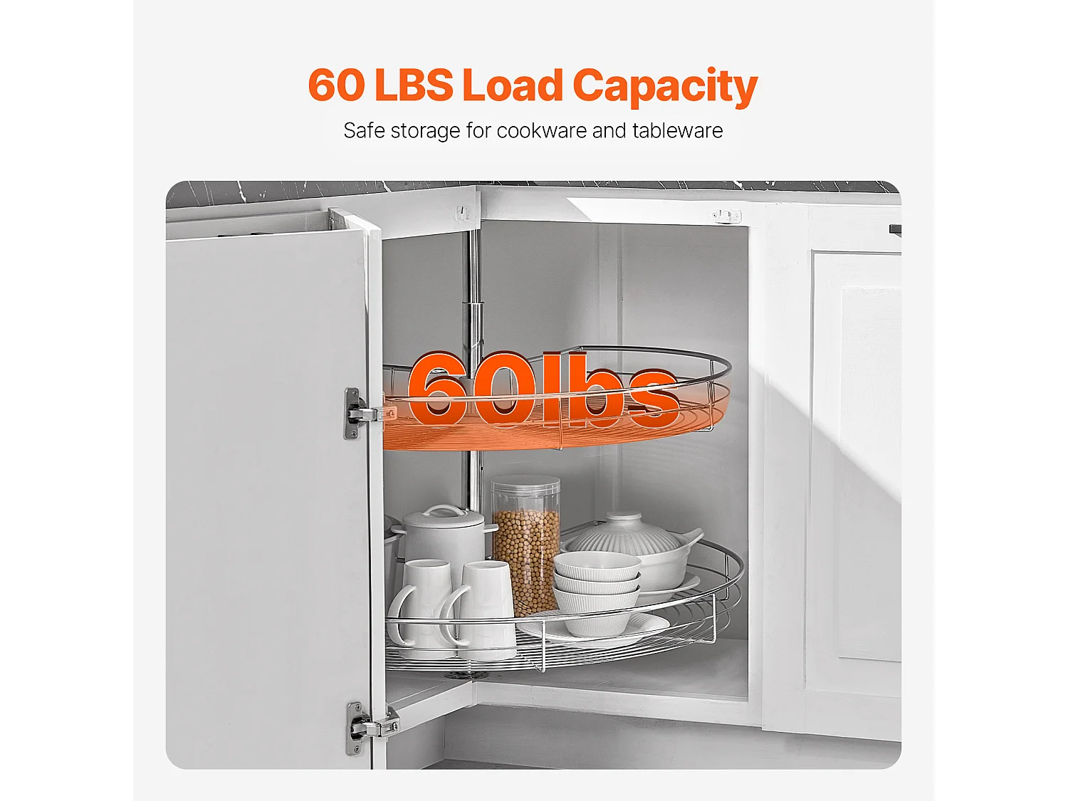 Organisateur D'armoire SucceBuy Organisateur D'angle Chromé à 2 Niveaux en Forme de Rein de 78.7Cm de pour Armoire