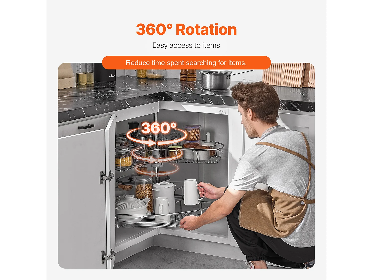 Organisateur D'armoire SucceBuy Organisateur D'angle Chromé à 2 Niveaux en Forme de Rein de 78.7Cm de pour Armoire