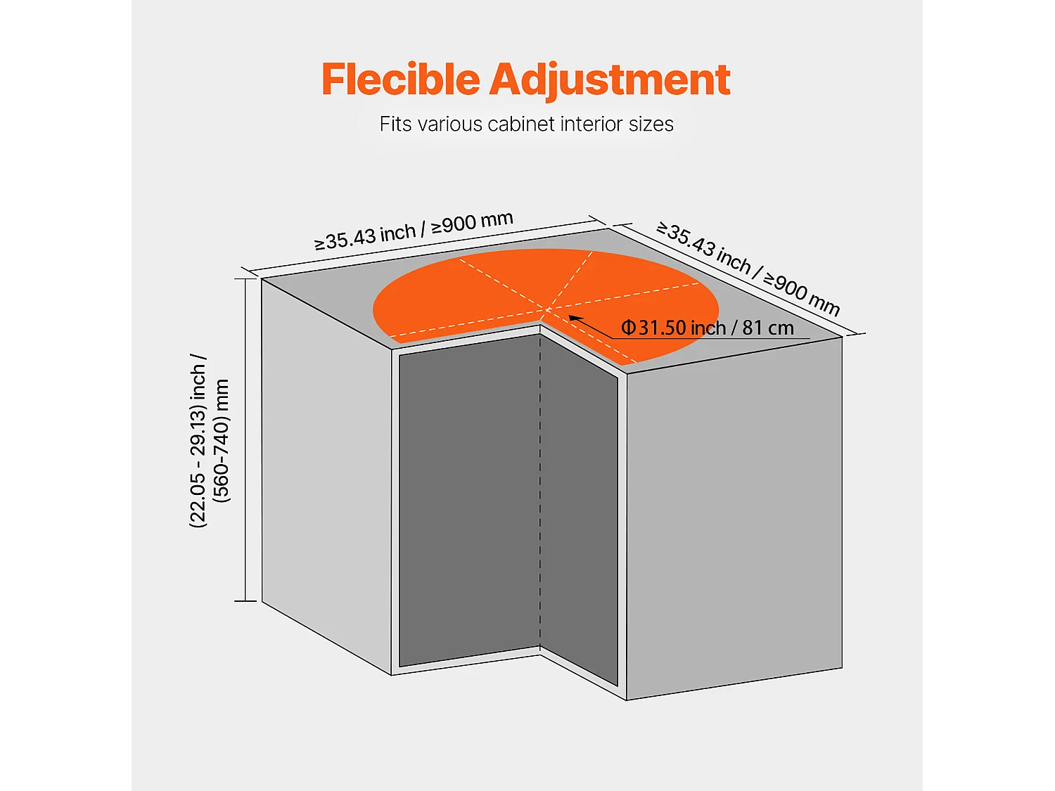 Organisateur D'armoire SucceBuy Organisateur D'angle Chromé à 2 Niveaux en Forme de Rein de 78.7Cm de pour Armoire