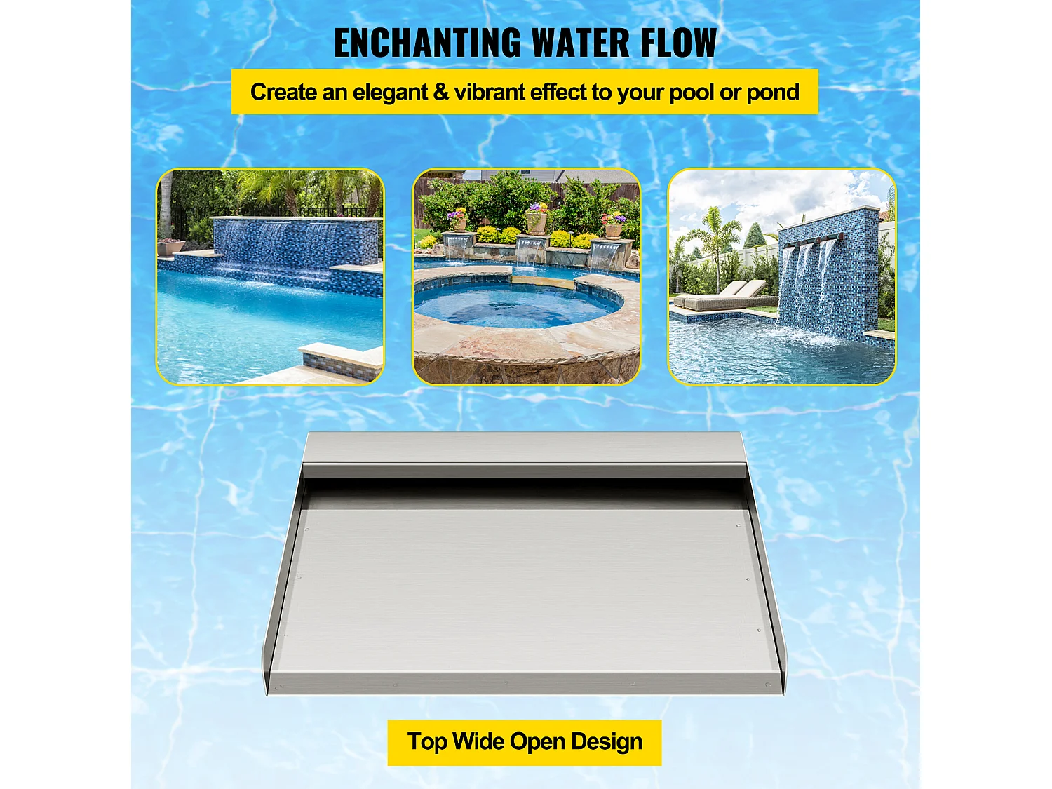 Cascade SucceBuy Lame de Cascade 30CM en Acier Inoxydable pour Déversoir de Cascade Fontaine en Cascade