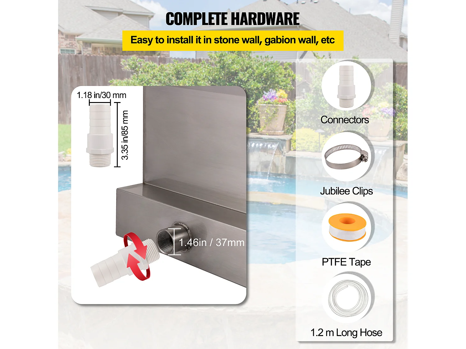 Cascade SucceBuy Lame de Cascade 30CM en Acier Inoxydable pour Déversoir de Cascade Fontaine en Cascade