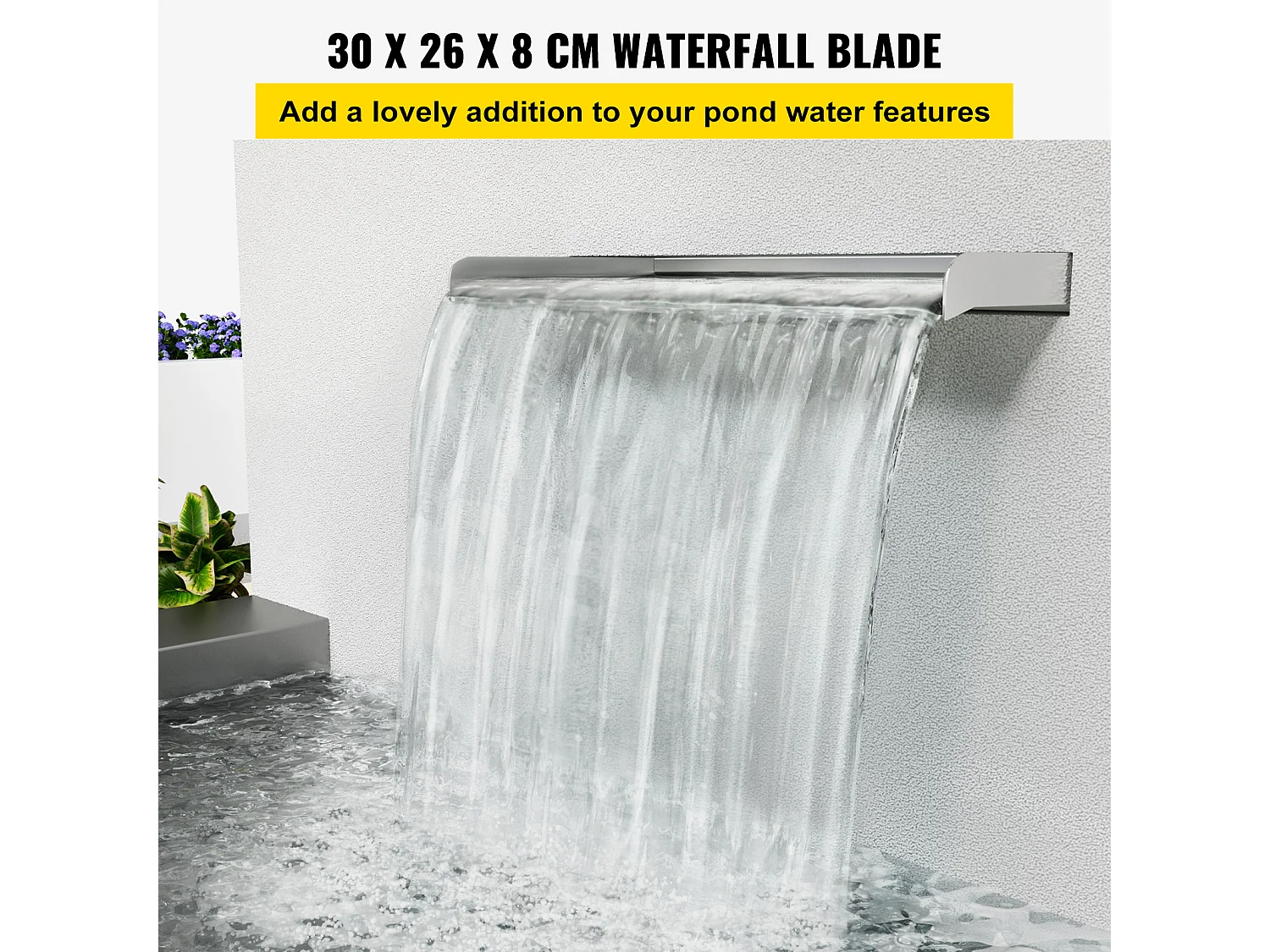 Cascada SucceBuy Lámina de Cascada 30CM en Acero Inoxidable para Derramar de Cascada Fuente en Cascada