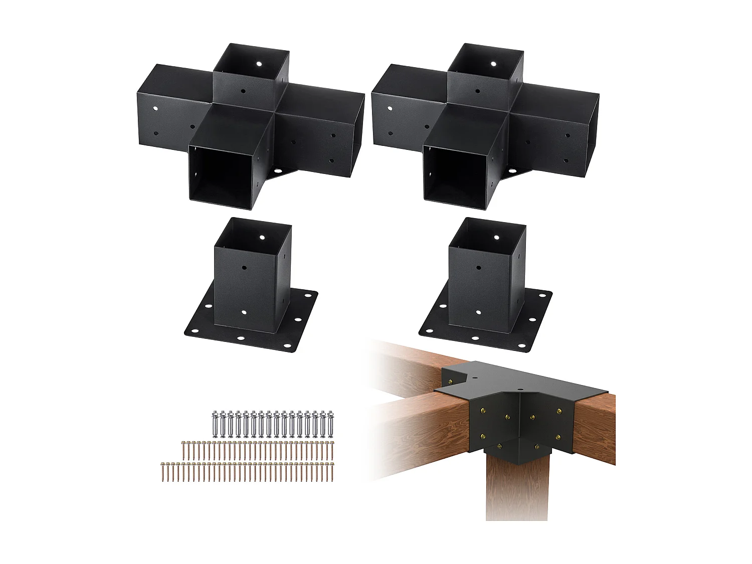 Pergola-Halterungssatz SucceBuy, 10 cm x 10 cm, Innen 9 cm x 9 cm, 4-Teilig, 4-Wege, für Heimwerker-Tischlerei