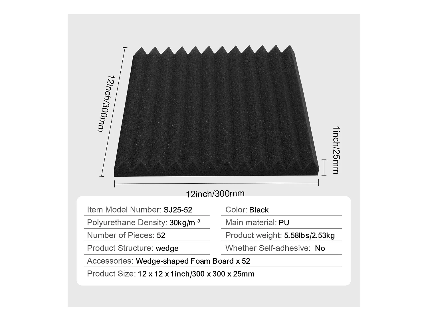 Akoestische Schaamset SucceBuy 52 - paneel 30.48 x 30.48 x 2.54 cm voor Wanden en Plafonds van Studios