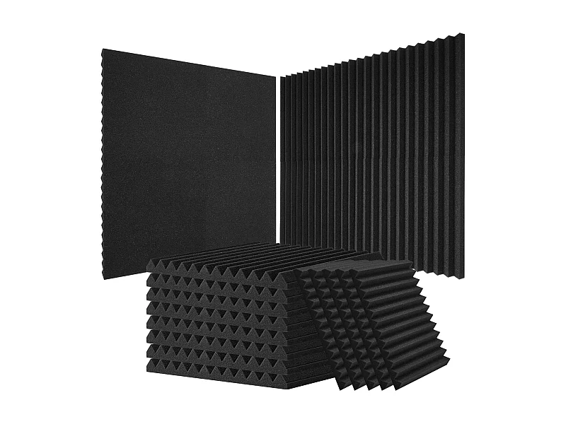 Lote de 80 Paneles de Espuma Acústica SucceBuy, 30.48 x 30.48 x 2.54 cm, para Paredes Techos de Estudio, Casa, Oficina, Negro