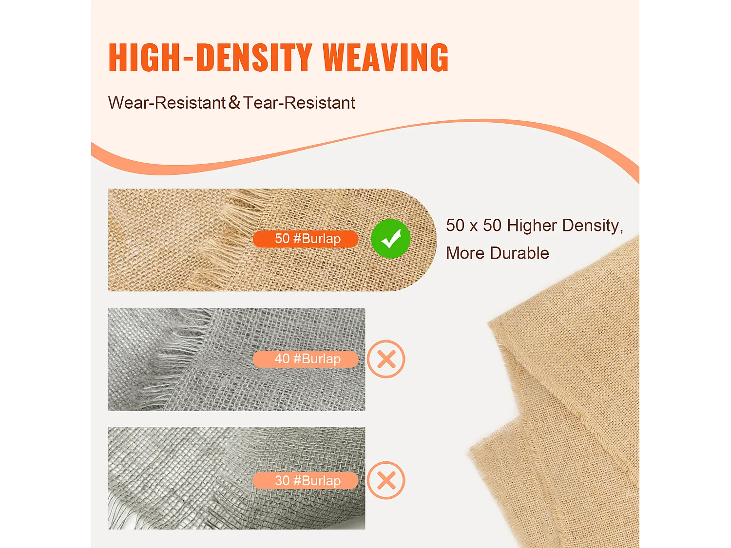 Toile SucceBuy Rouleau de Tissu en Toile de Jute 91.44CM x 4572CM, Idéal pour L'artisanat et Les Plantes