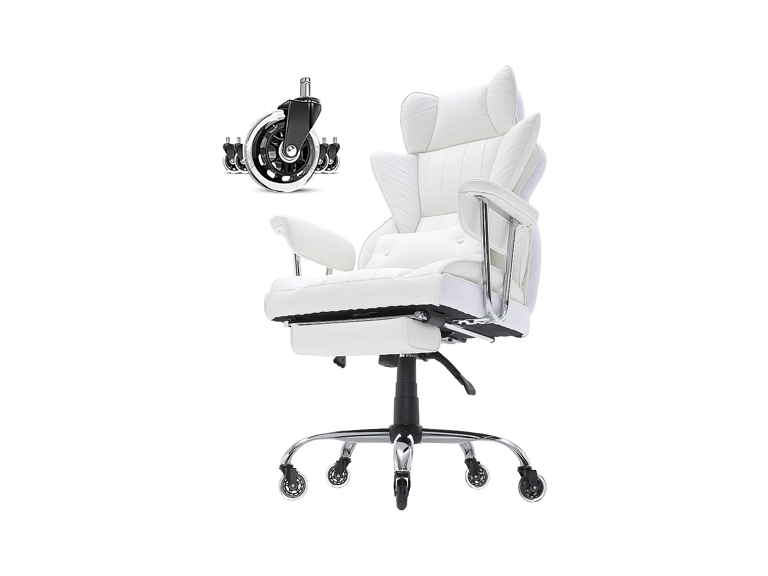 Chaise de Bureau, SucceBuy Chaise de Bureau Exécutive, Chaise Inclinable avec Repose-pieds, Bascule à 90-120°