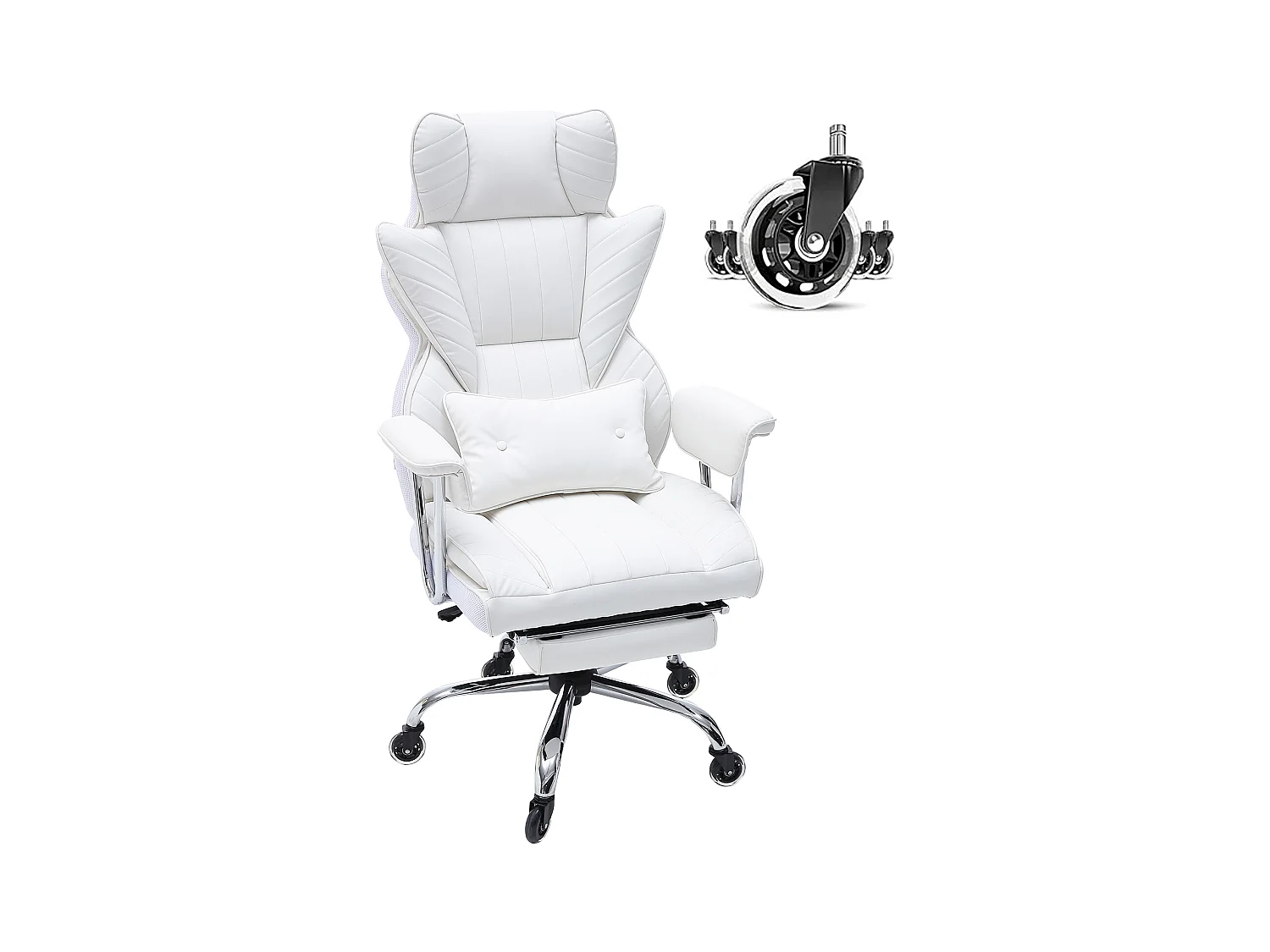 Chaise de Bureau, SucceBuy Chaise de Bureau Exécutive, Chaise Inclinable avec Repose-pieds, Bascule à 90-120°