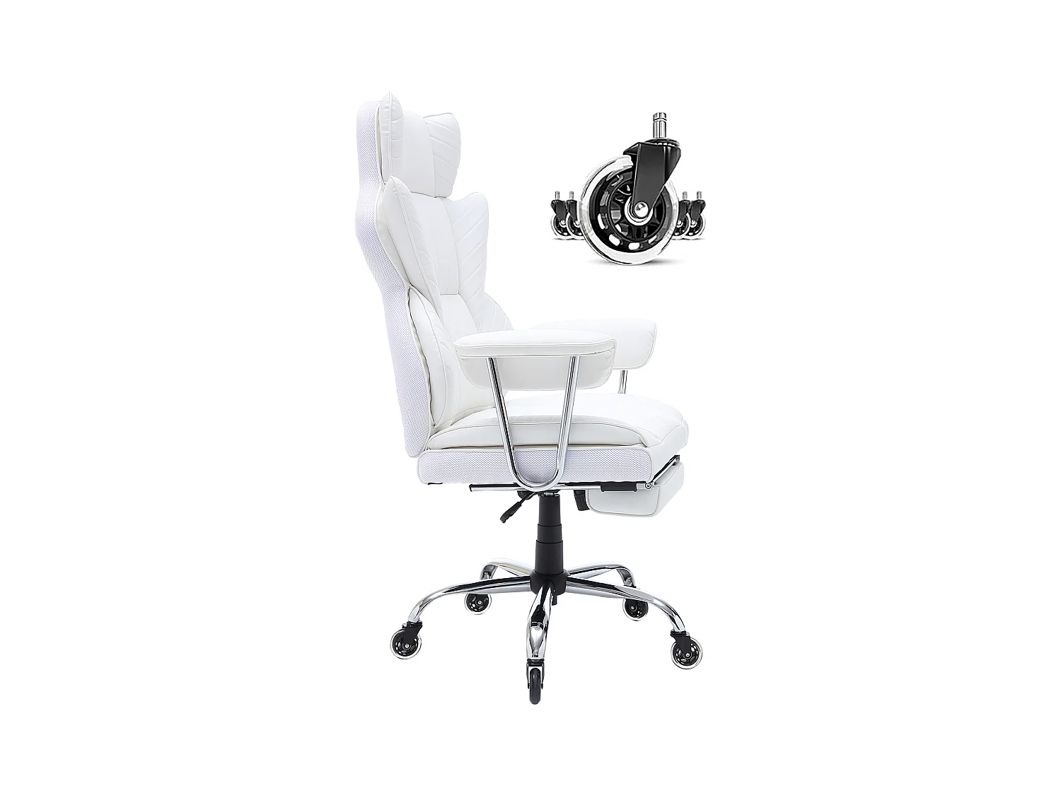 Chaise de Bureau, SucceBuy Chaise de Bureau Exécutive, Chaise Inclinable avec Repose-pieds, Bascule à 90-120°