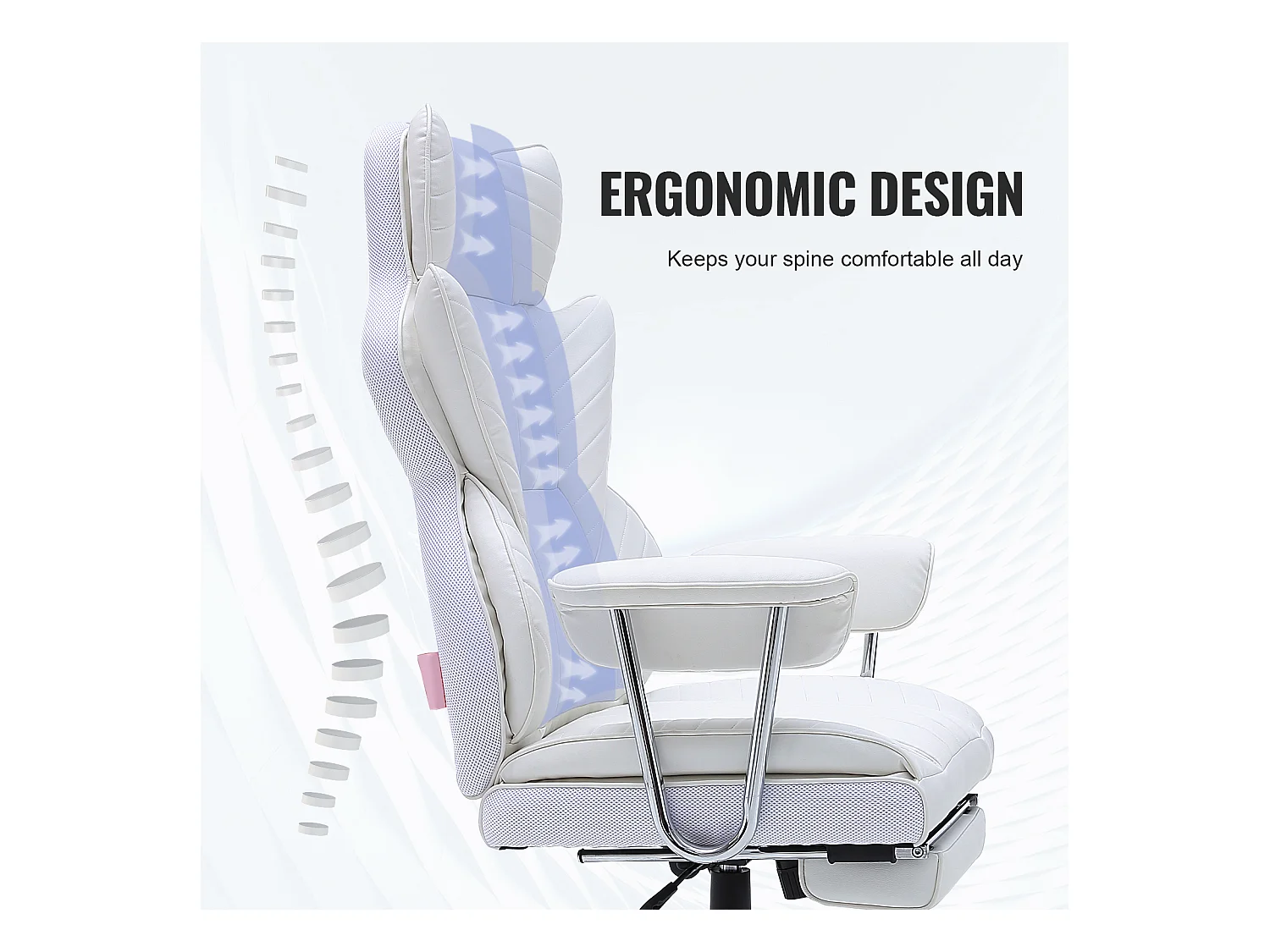 Chaise de Bureau, SucceBuy Chaise de Bureau Exécutive, Chaise Inclinable avec Repose-pieds, Bascule à 90-120°