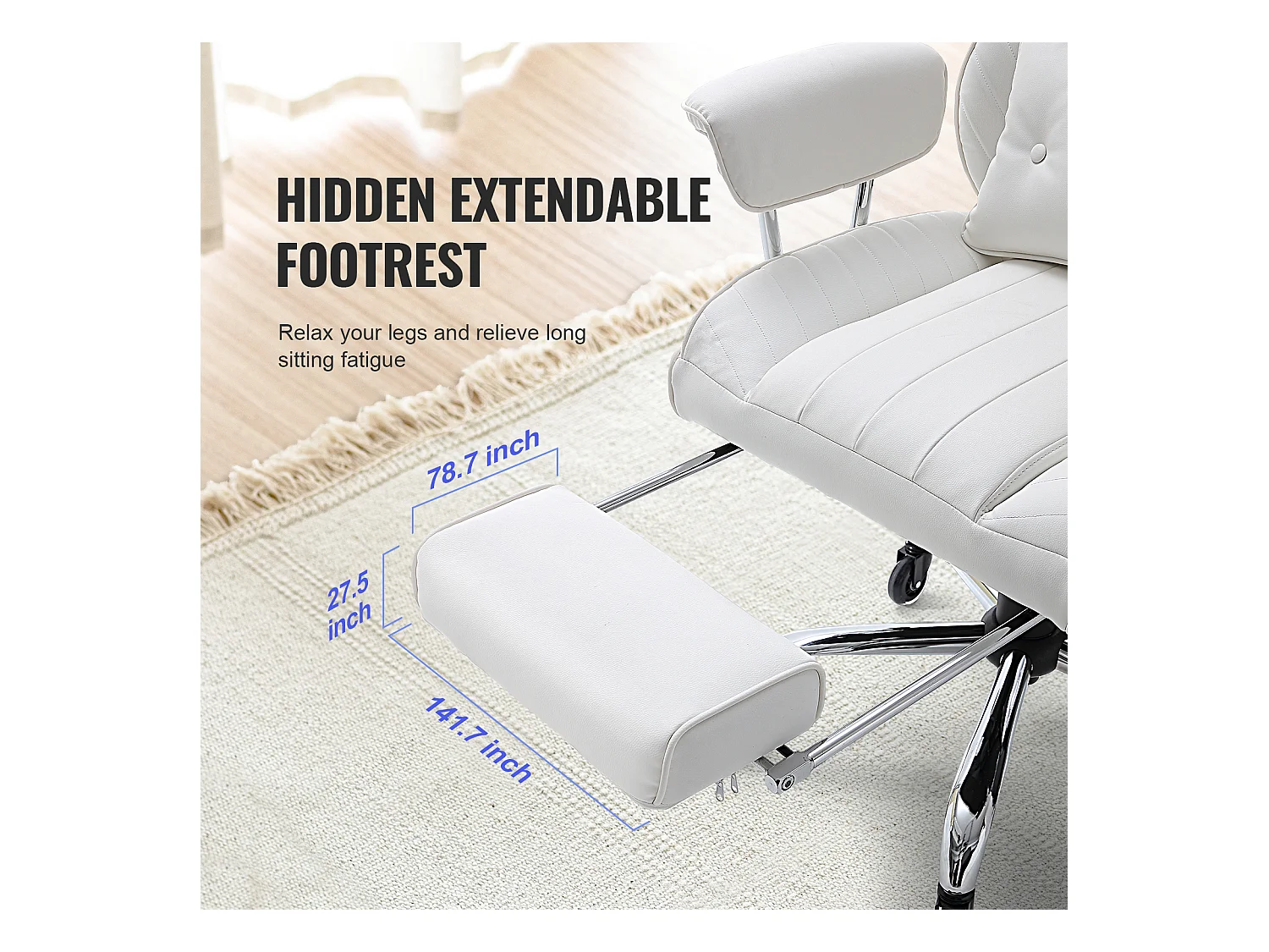 Chaise de Bureau, SucceBuy Chaise de Bureau Exécutive, Chaise Inclinable avec Repose-pieds, Bascule à 90-120°