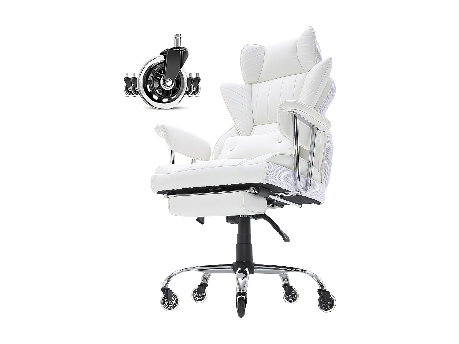 Chaise de Bureau, SucceBuy Chaise de Bureau Exécutive, Chaise Inclinable avec Repose-pieds, Bascule à 90-120°