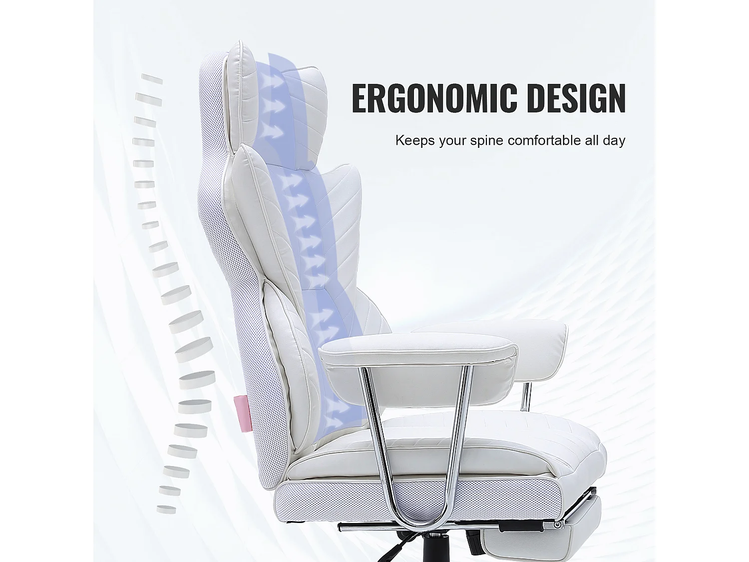 Chaise de Bureau, SucceBuy Chaise de Bureau Exécutive, Chaise Inclinable avec Repose-pieds, Bascule à 90-120°