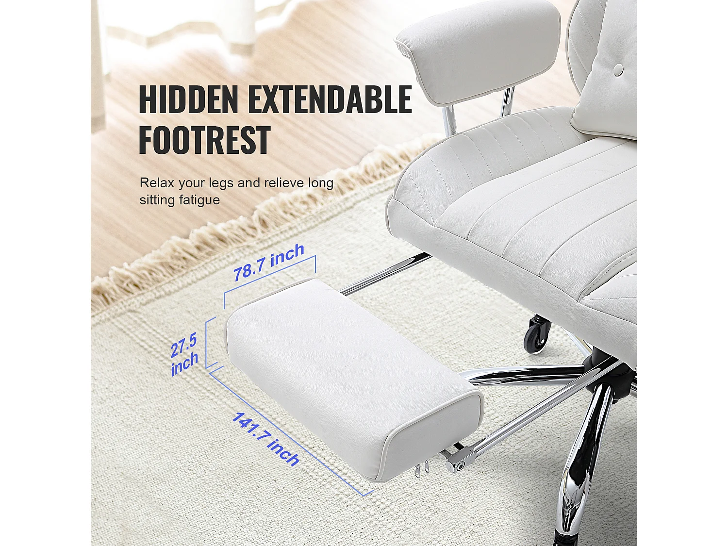 Chaise de Bureau, SucceBuy Chaise de Bureau Exécutive, Chaise Inclinable avec Repose-pieds, Bascule à 90-120°