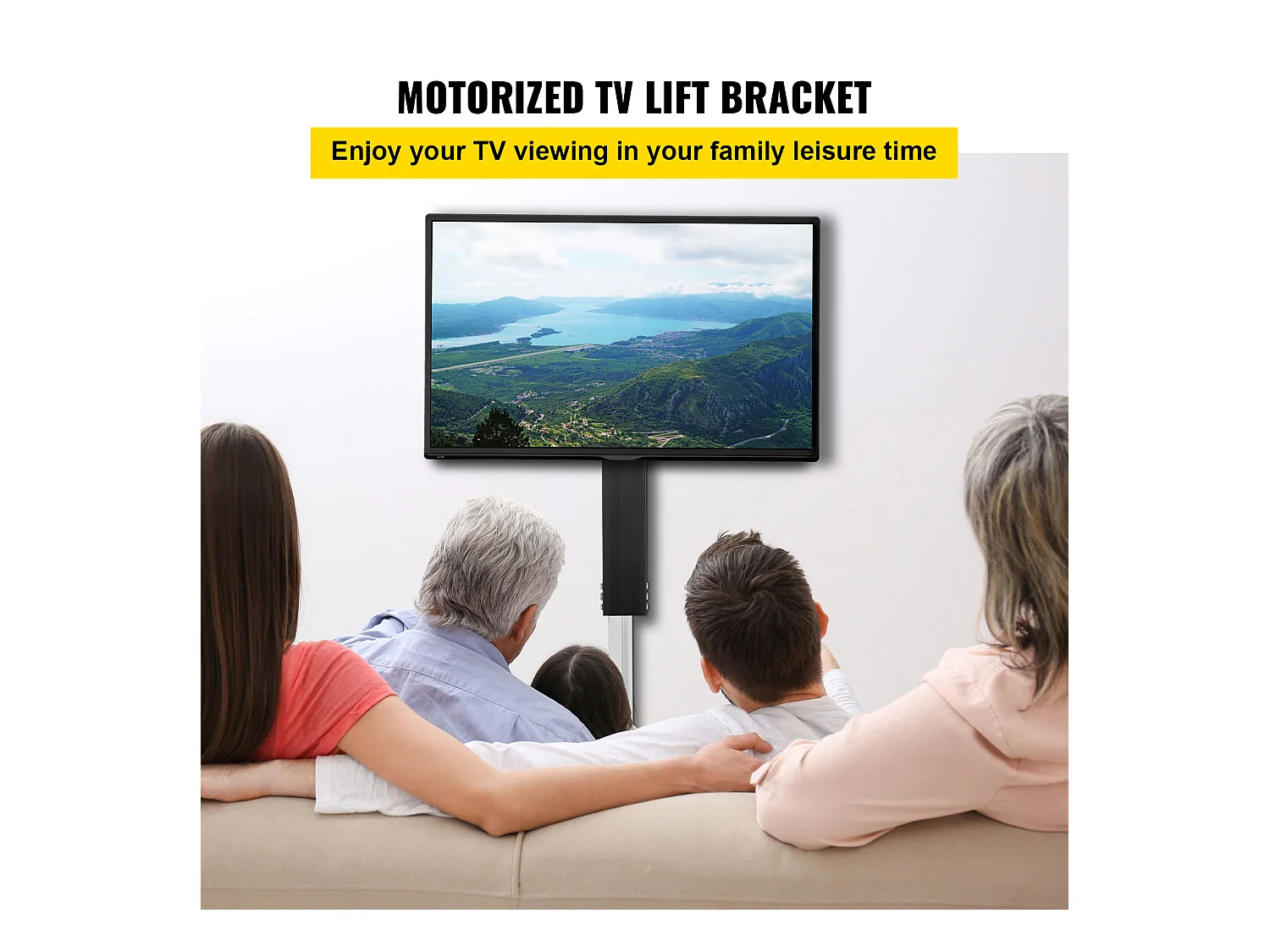 Support TV Mural Extensible, SucceBuy Support  Élévateur Motorisé pour Téléviseurs Plasma LCD/LED/OLED 66-152.4 CM,  Électrique, Noir