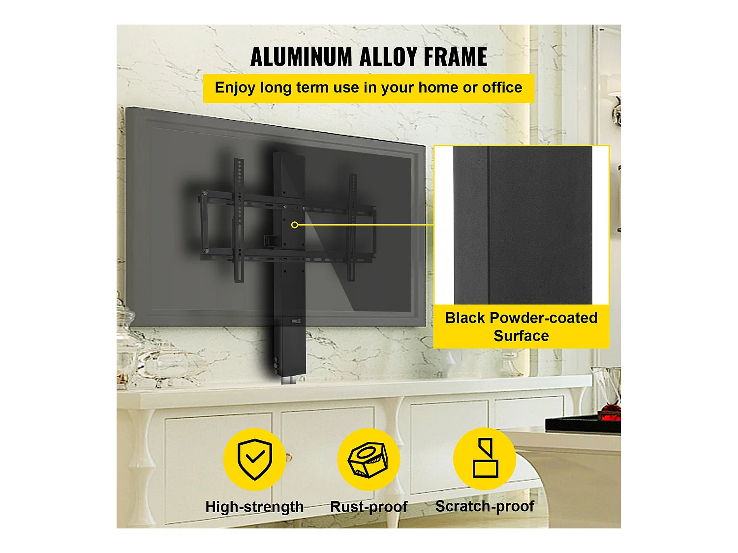 Support TV Mural Extensible, SucceBuy Support  Élévateur Motorisé pour Téléviseurs Plasma LCD/LED/OLED 66-152.4 CM,  Électrique, Noir