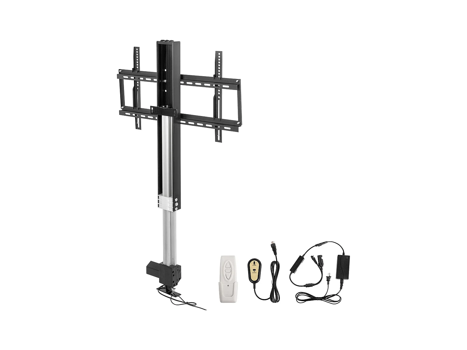 Support TV Mural, SucceBuy Élévateur TV Motorisé – Course de 71 CM, Support Réglable pour Téléviseurs de 66 à 145 CM, Télécommande, Capacité de 132 lb