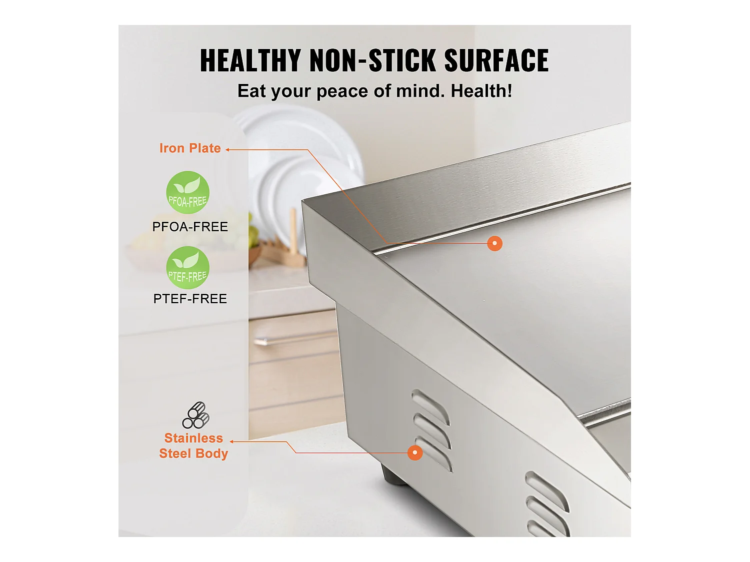 3000W 21" Gril Électrique Commercial SucceBuy, Gril Plat, Plaque Chauffante