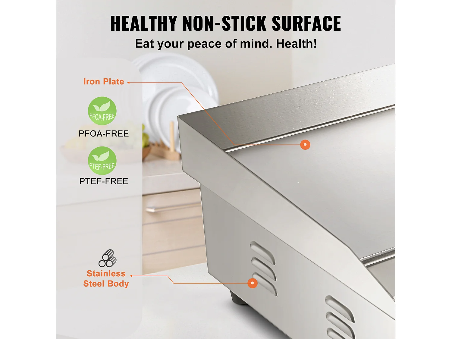 3000W 21" Gril Électrique Commercial SucceBuy, Gril Plat, Plaque Chauffante