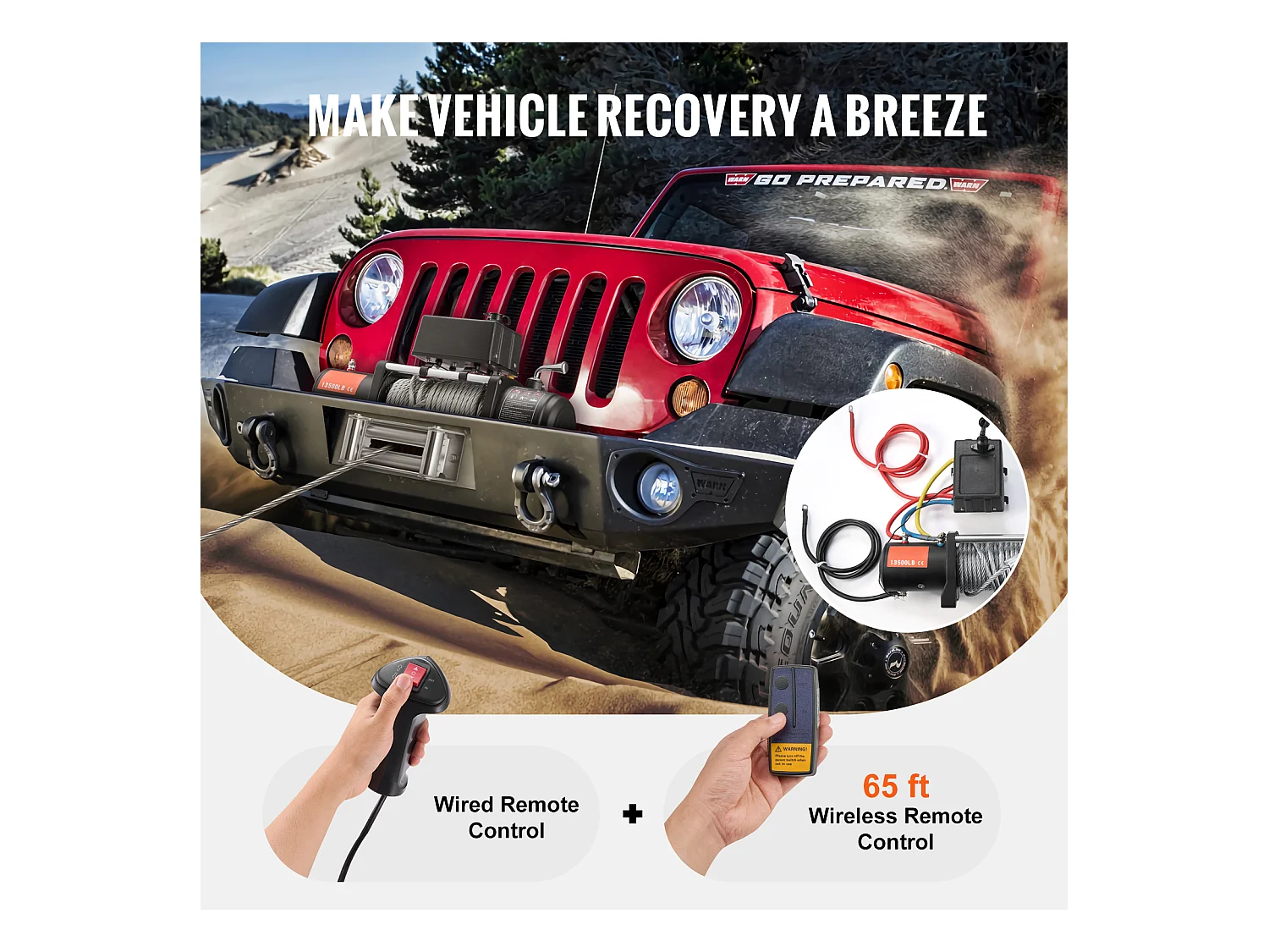 Camion à Treuil Électrique SucceBuy, D'une Capacité de 13 500 lb, Doté d'un Câble en Acier, d'un Indice d'Étanchéité IP65 et d'une Télécommande