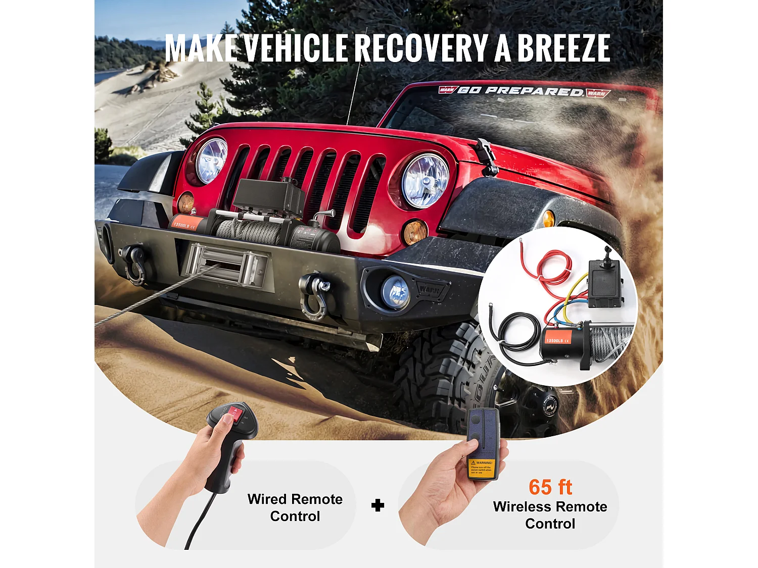 Camion à Treuil Électrique SucceBuy, D'une Capacité de 13 500 lb, Doté d'un Câble en Acier, d'un Indice d'Étanchéité IP65 et d'une Télécommande