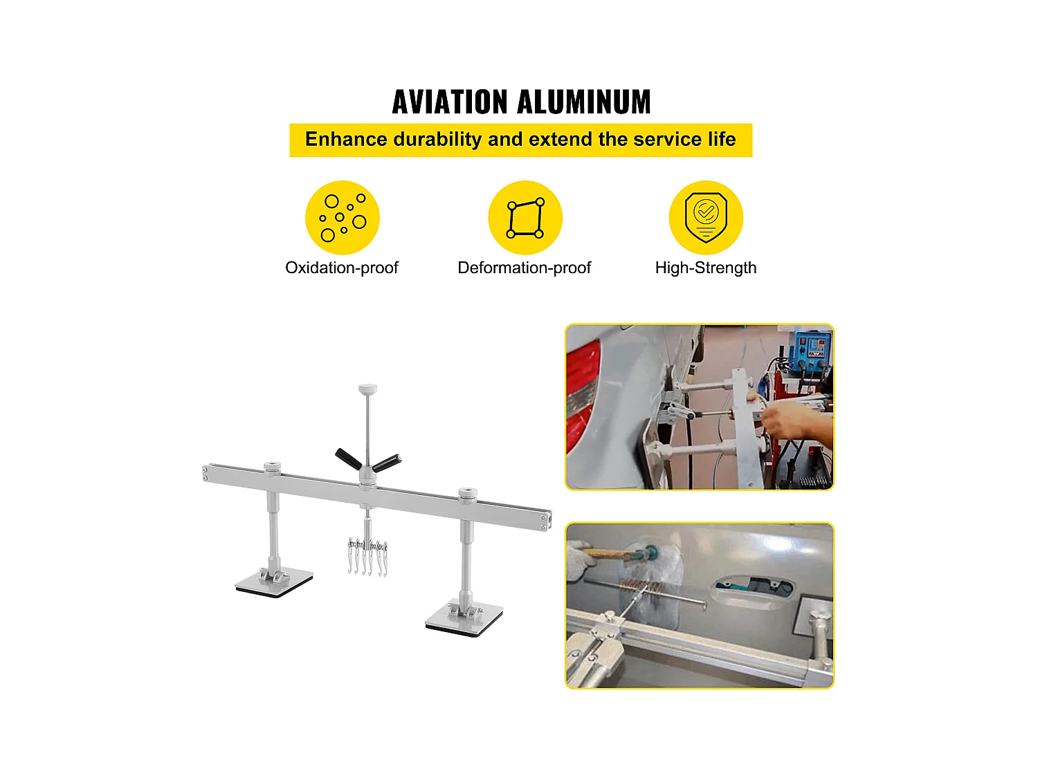 Kit de Débosselage SucceBuy 85CM, Barre de Redressement, 6 Crochets à Griffes