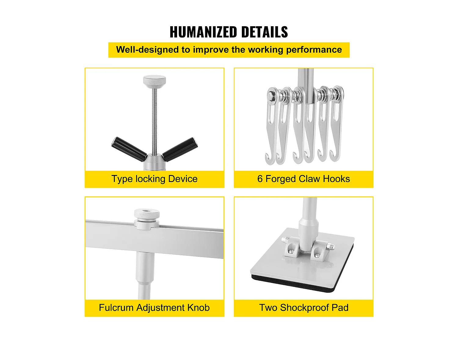 Kit de Débosselage SucceBuy 85CM, Barre de Redressement, 6 Crochets à Griffes