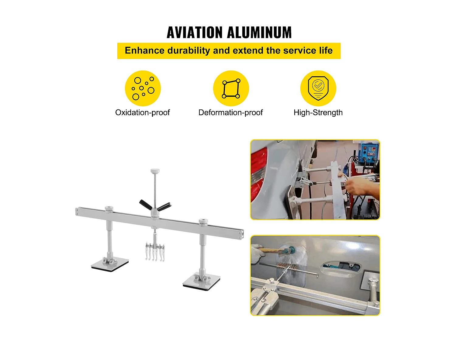 Kit de Débosselage SucceBuy 85CM, Barre de Redressement, 6 Crochets à Griffes