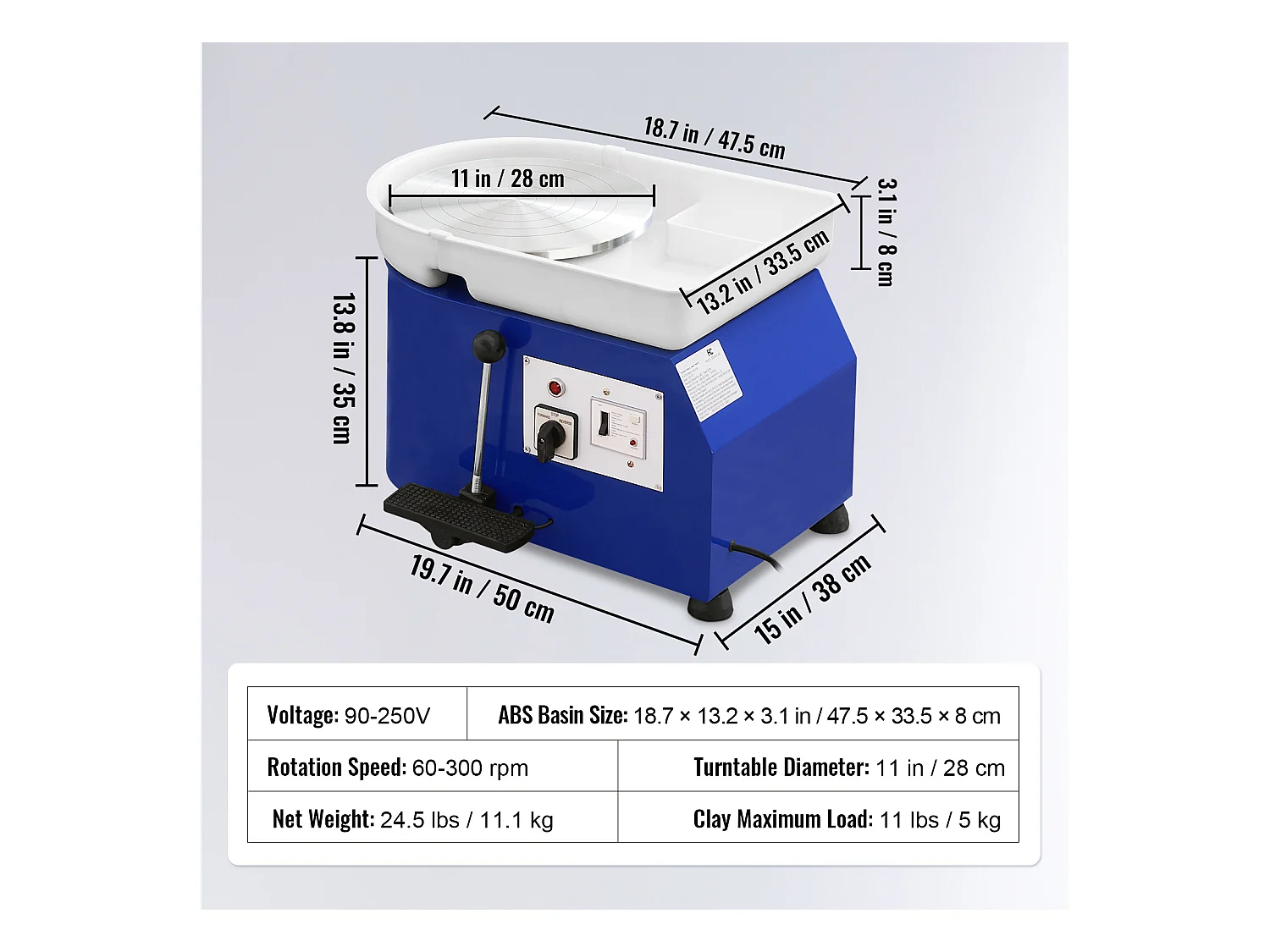 Tour de Potier SucceBuy Tour de Potier 28cm, Outil de Sculpture en Céramique avec Pédale, 350 W