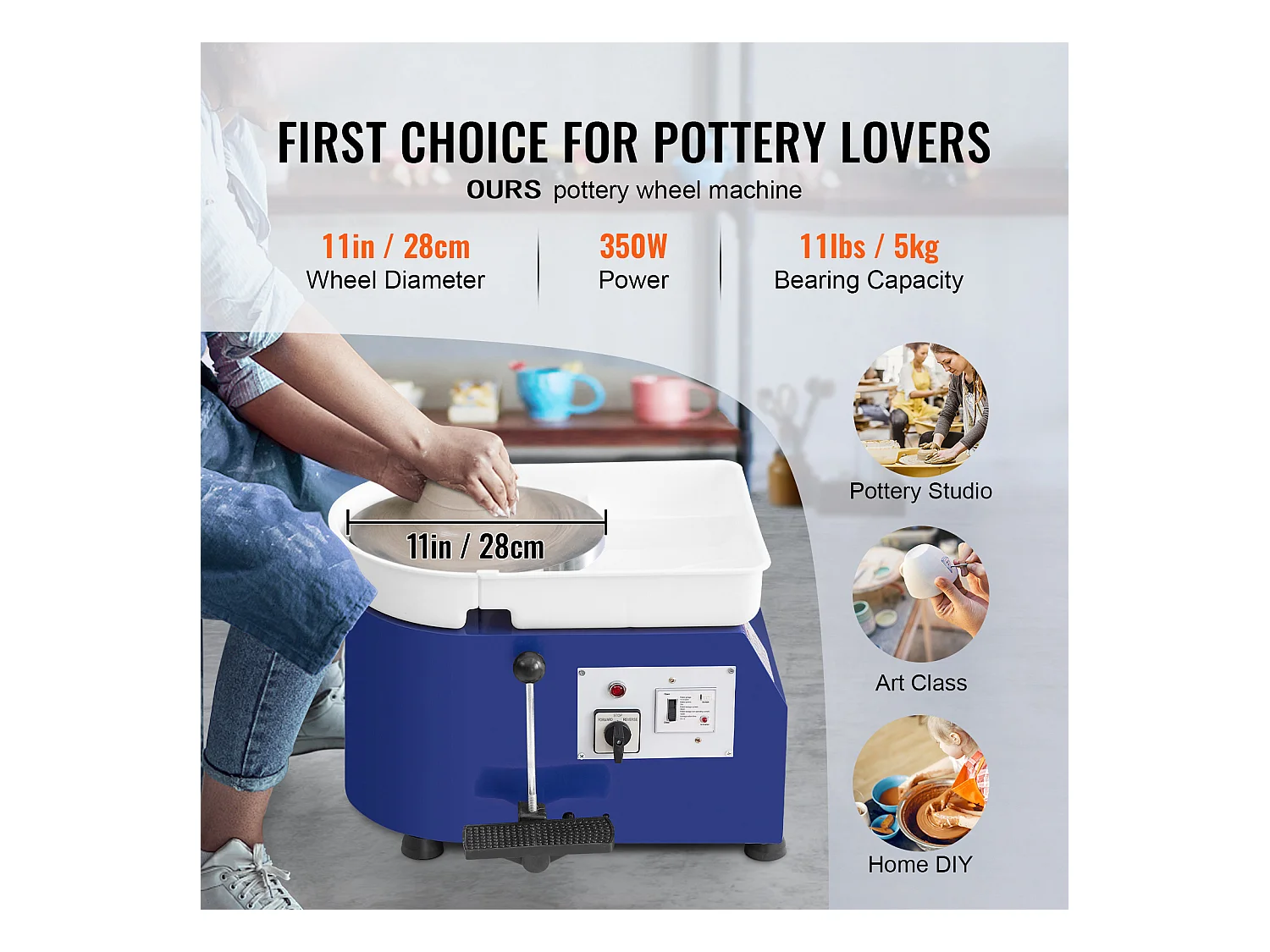 Tour de Potier SucceBuy Tour de Potier 28cm, Outil de Sculpture en Céramique avec Pédale, 350 W