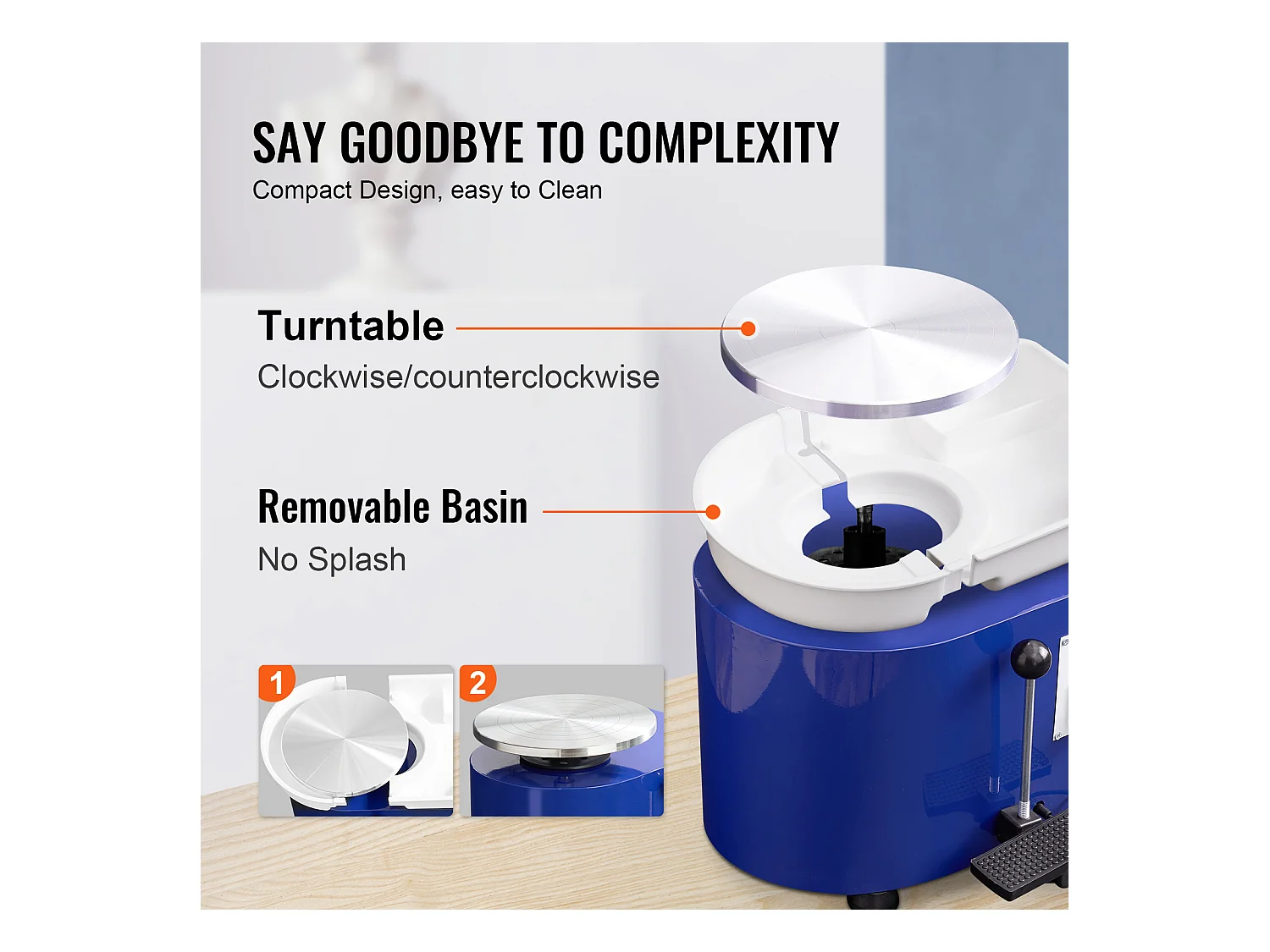 Tour de Potier SucceBuy Tour de Potier 28cm, Outil de Sculpture en Céramique avec Pédale, 350 W